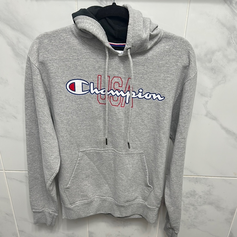 Champion Gray Pullover Hoodie Sweatshirt